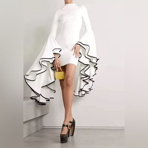 Proenza Schouler crepe ruffle sleeve dress size 2 - Picture 1 of 16